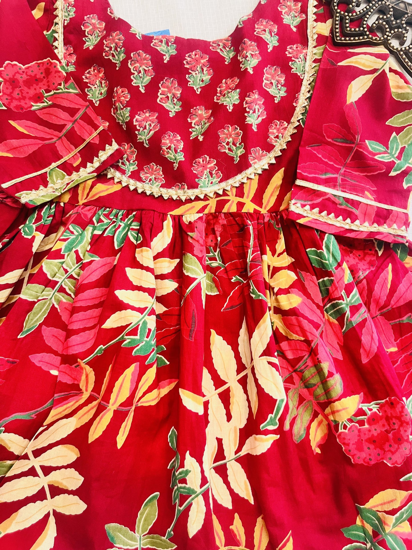 Block Print Maroon Colour Anarkali Suit With Sharara