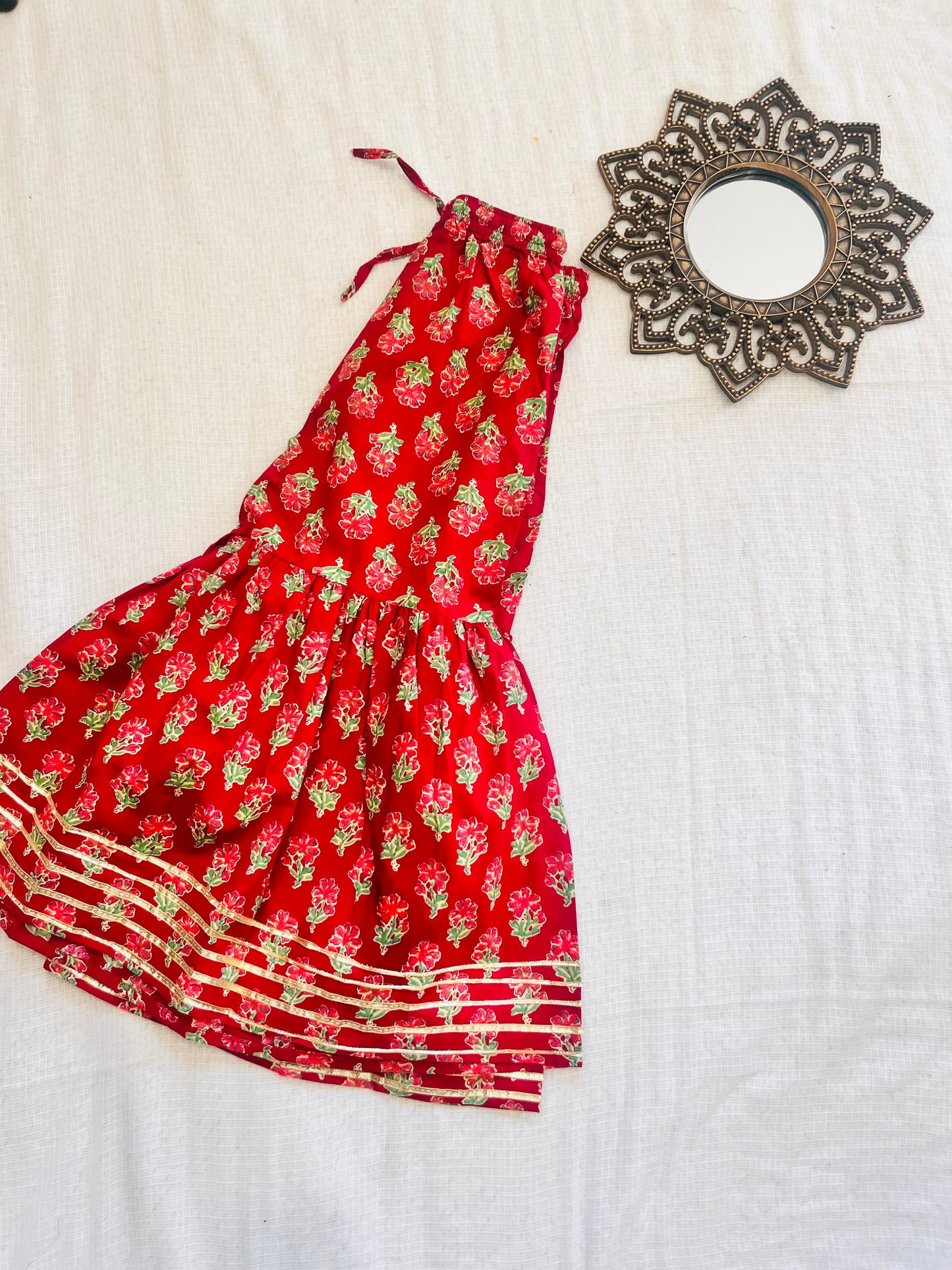 Block Print Maroon Colour Anarkali Suit With Sharara