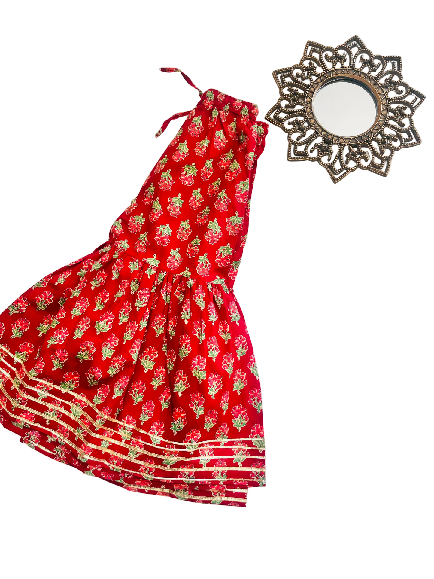 Block Print Maroon Colour Anarkali Suit With Sharara