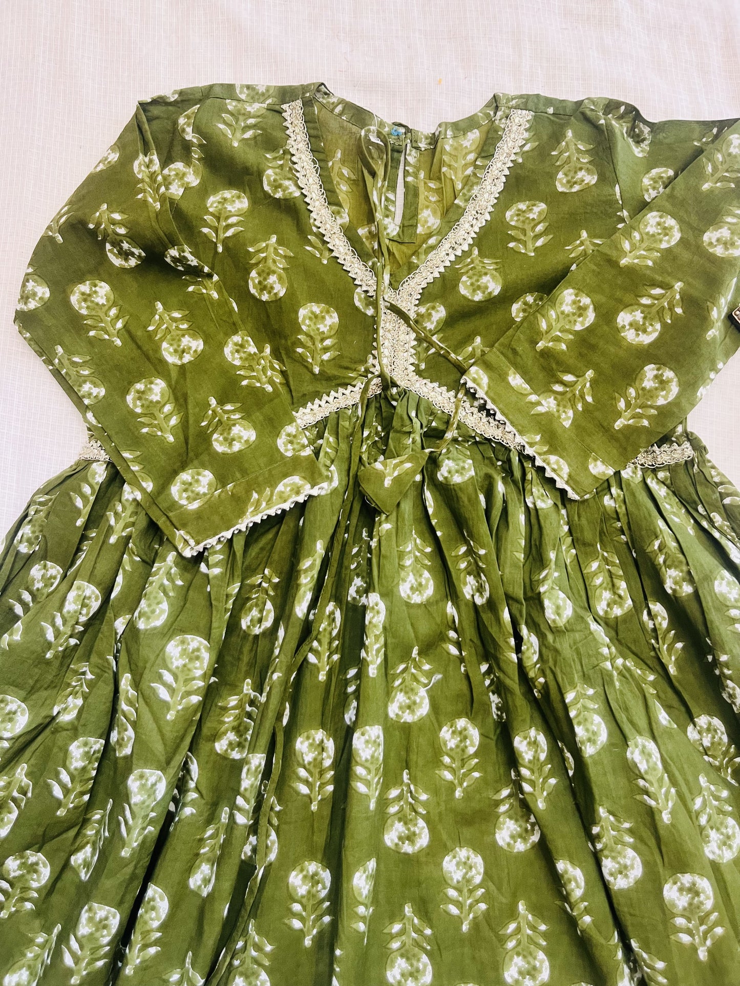 Block Printed Heena Green Coloured Anakari Suit with Sharara