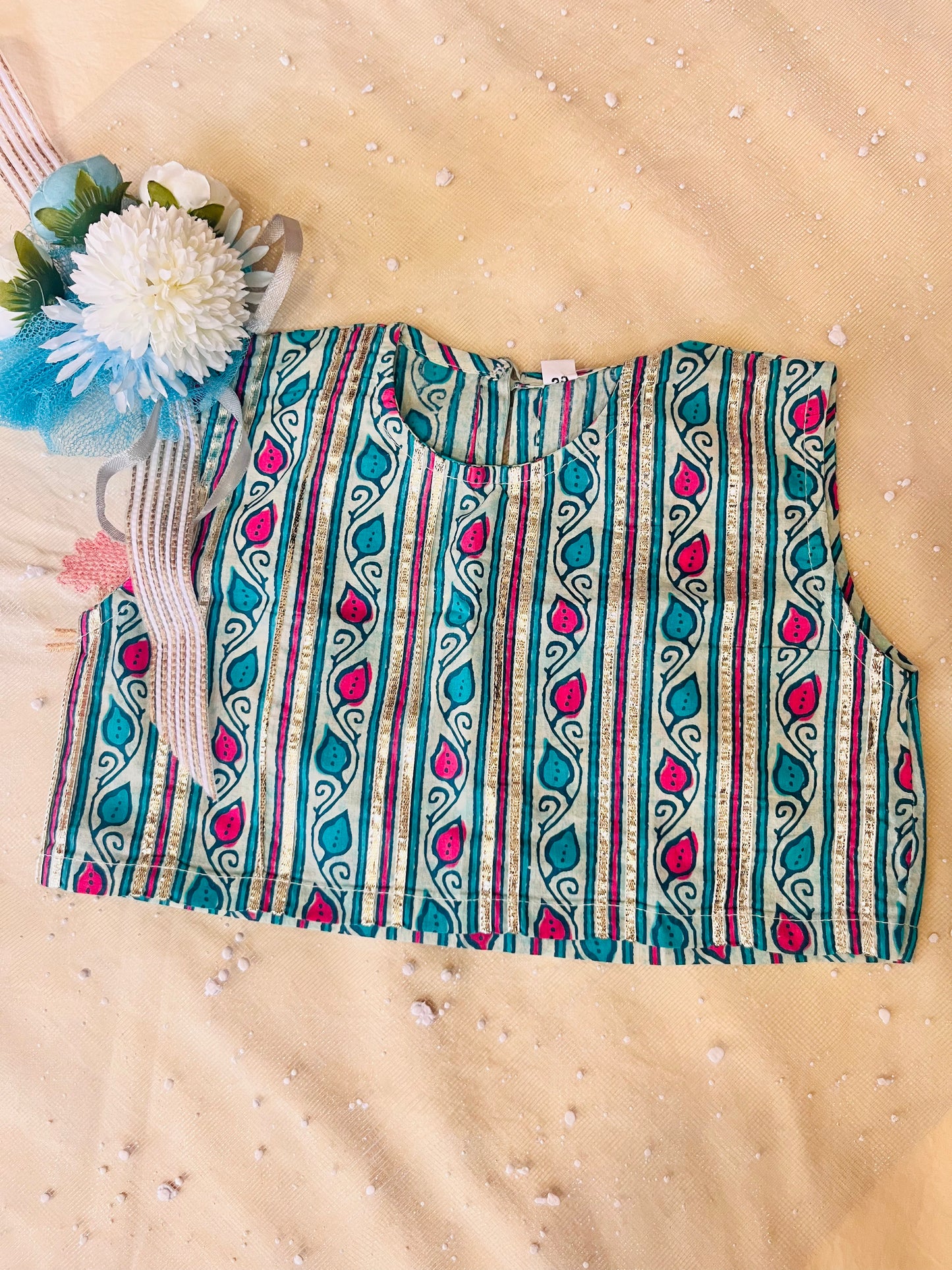 Sea Green Floral Printed 3 Piece Co-Ords For Girls
