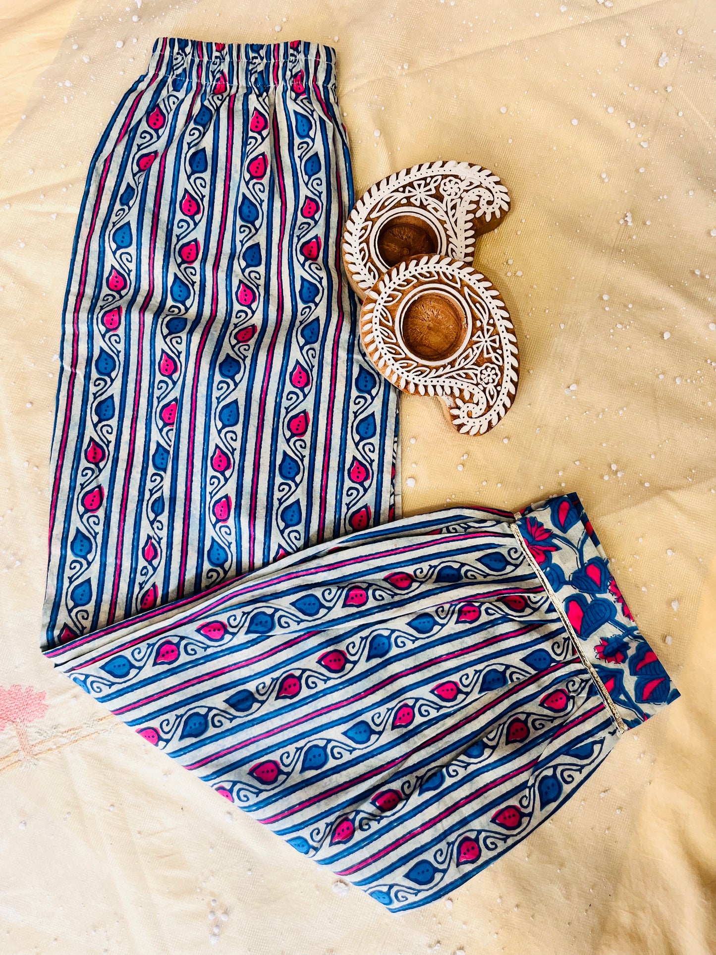 Blue Floral Printed 3 Piece Co-Ords For Girls