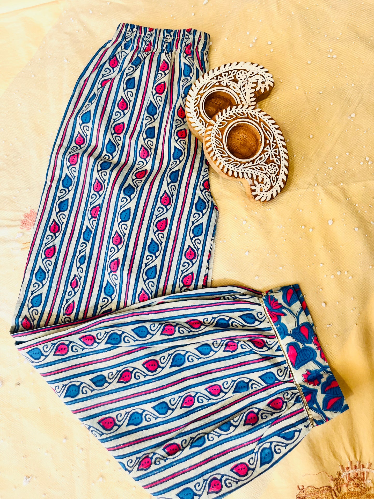 Blue Floral Printed 3 Piece Co-Ords For Girls