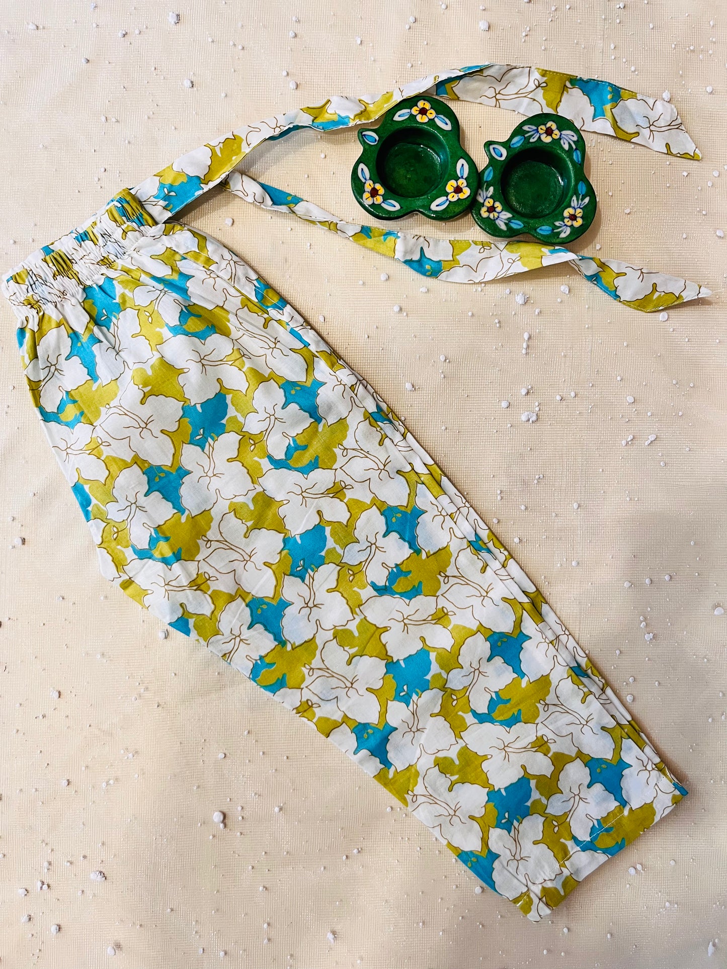 White Flower Printed Girls Co-Ords