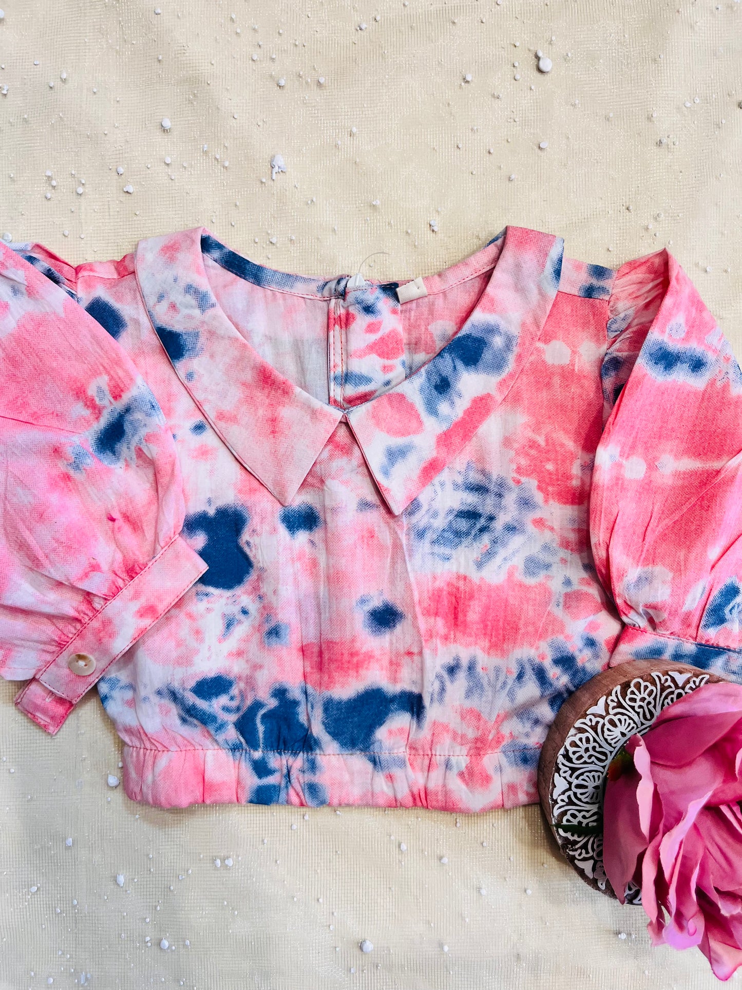 Marble Tie & Dye Print Peach Colour Girls Co-Ords
