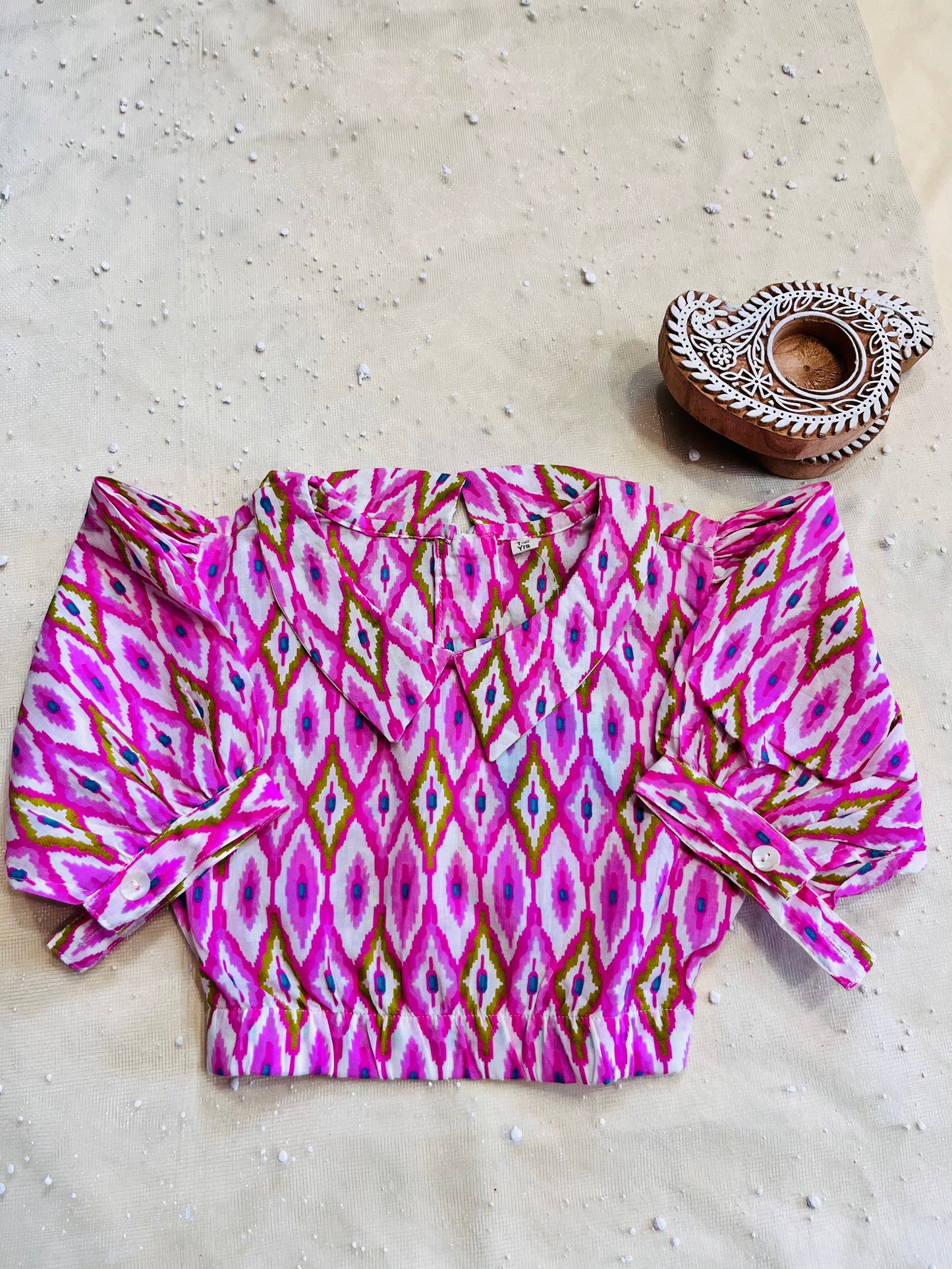 Pink Ikat Printed Girls Co-Ords