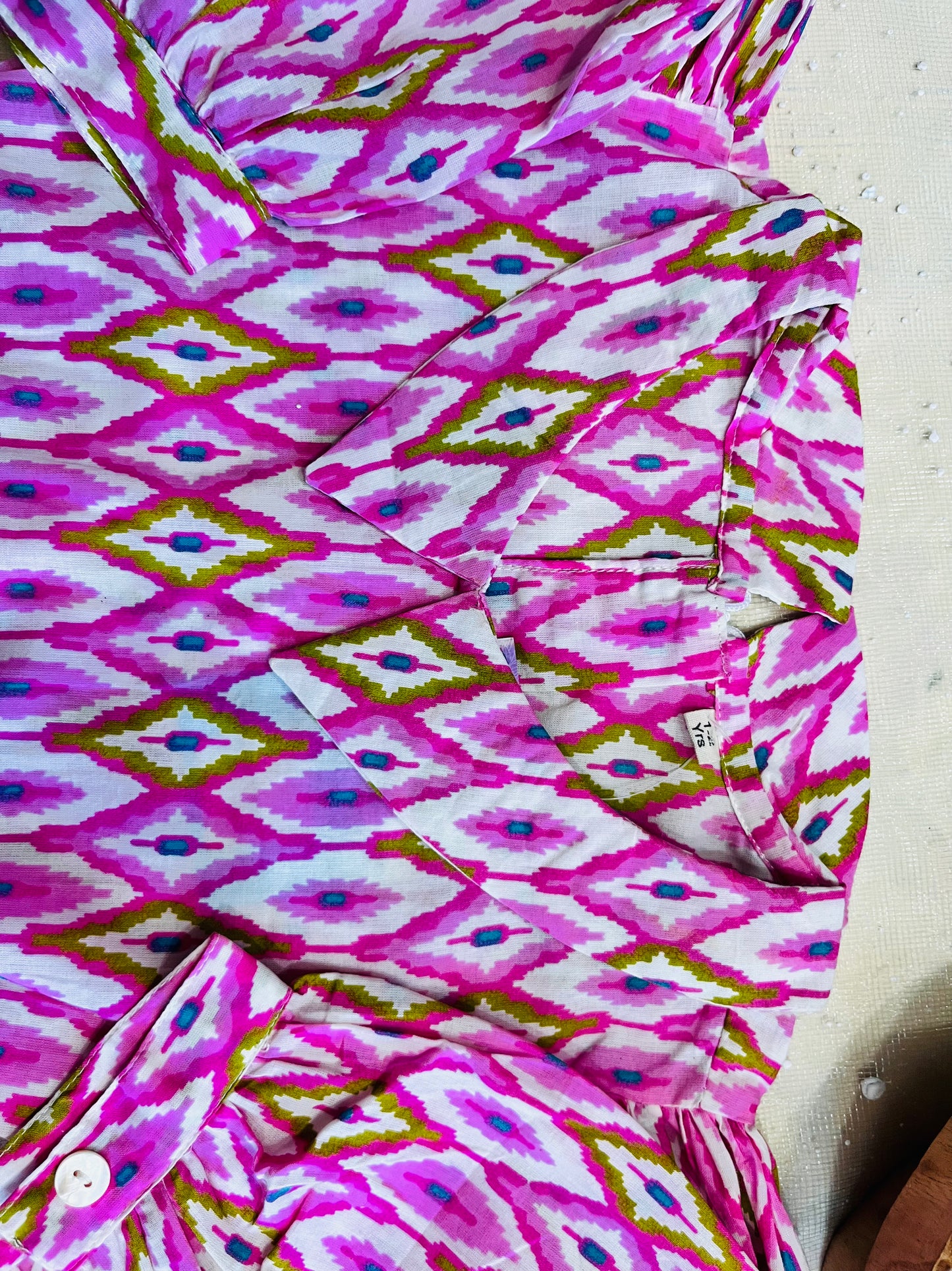 Pink Ikat Printed Girls Co-Ords