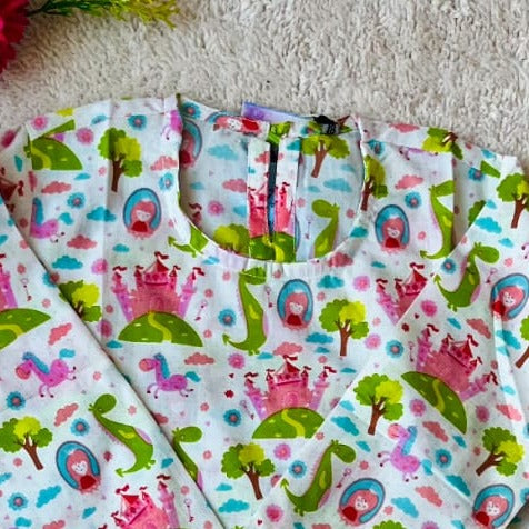Castle printed Pink color Night Suit