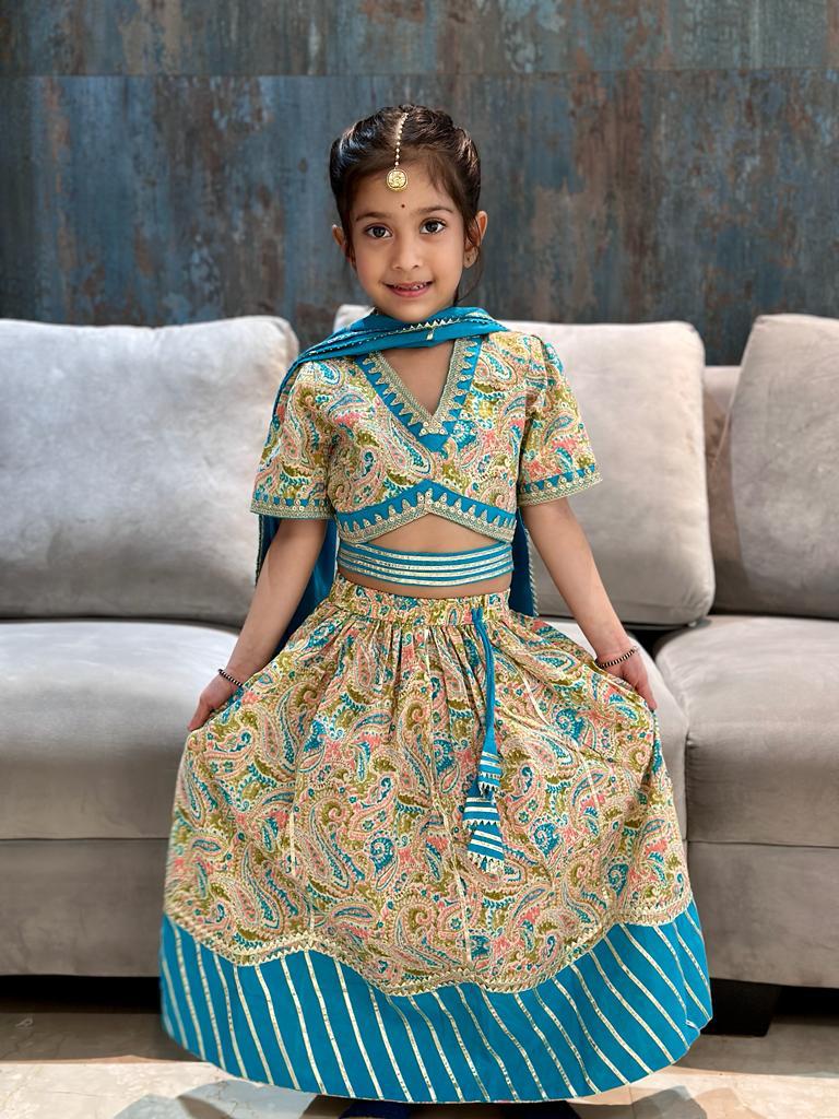 Paisley Printed Blue Coloured Lehenga Choli