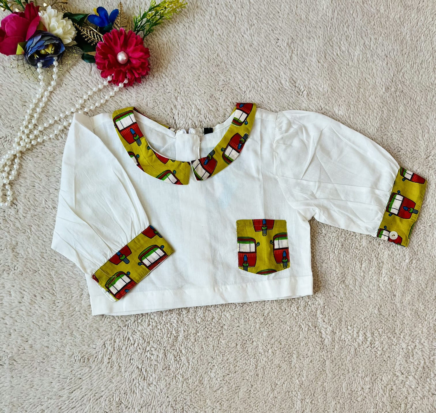 Mustard coloured Auto Printed Girls Co-Ords