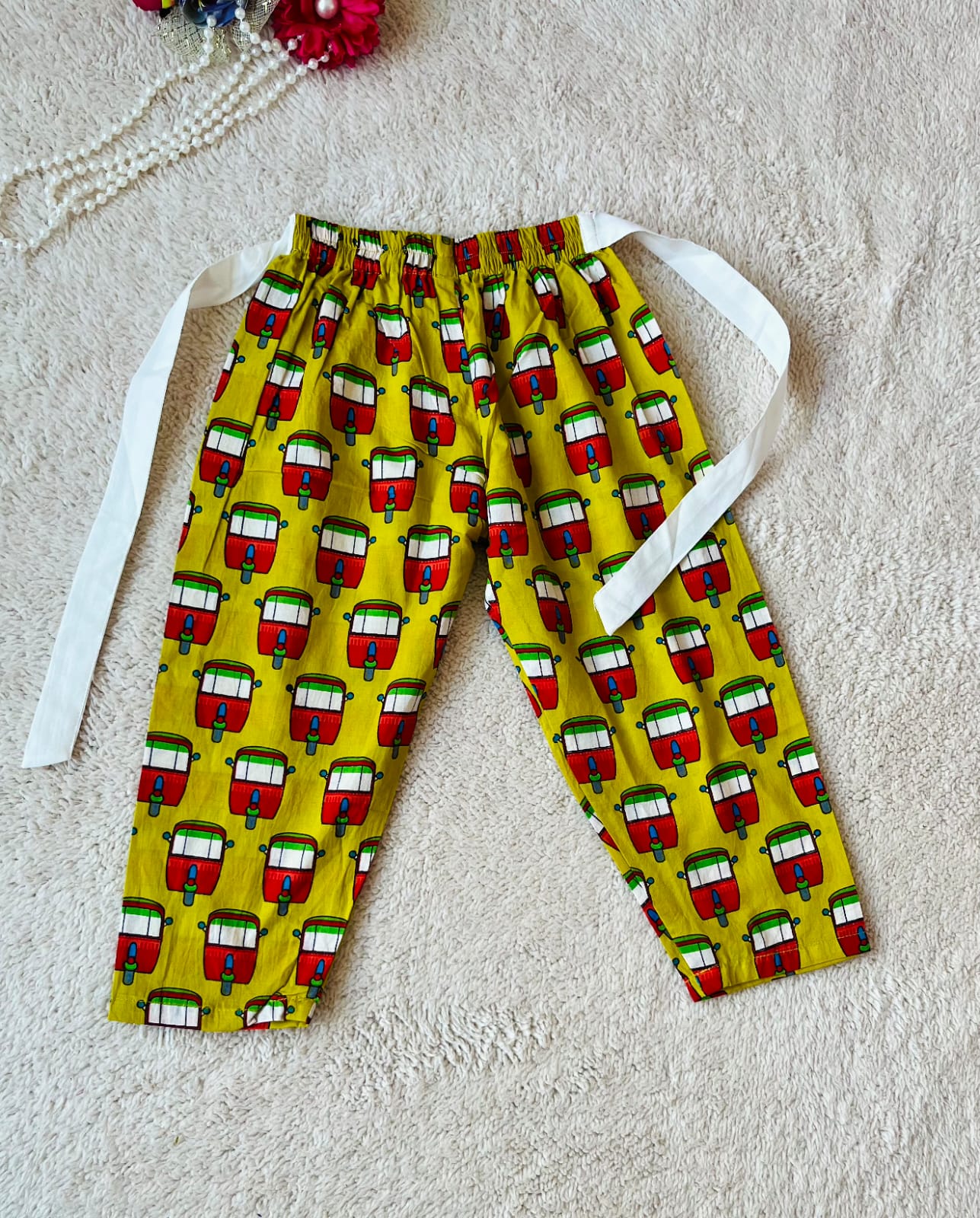 Mustard coloured Auto Printed Girls Co-Ords