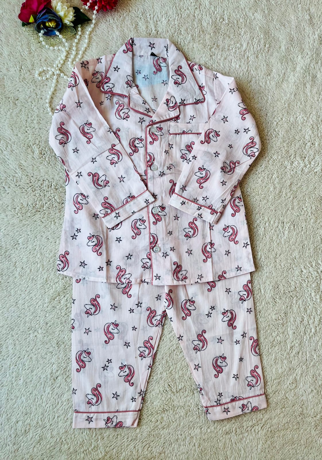 Unicorn Printed Pink Color Night Suit