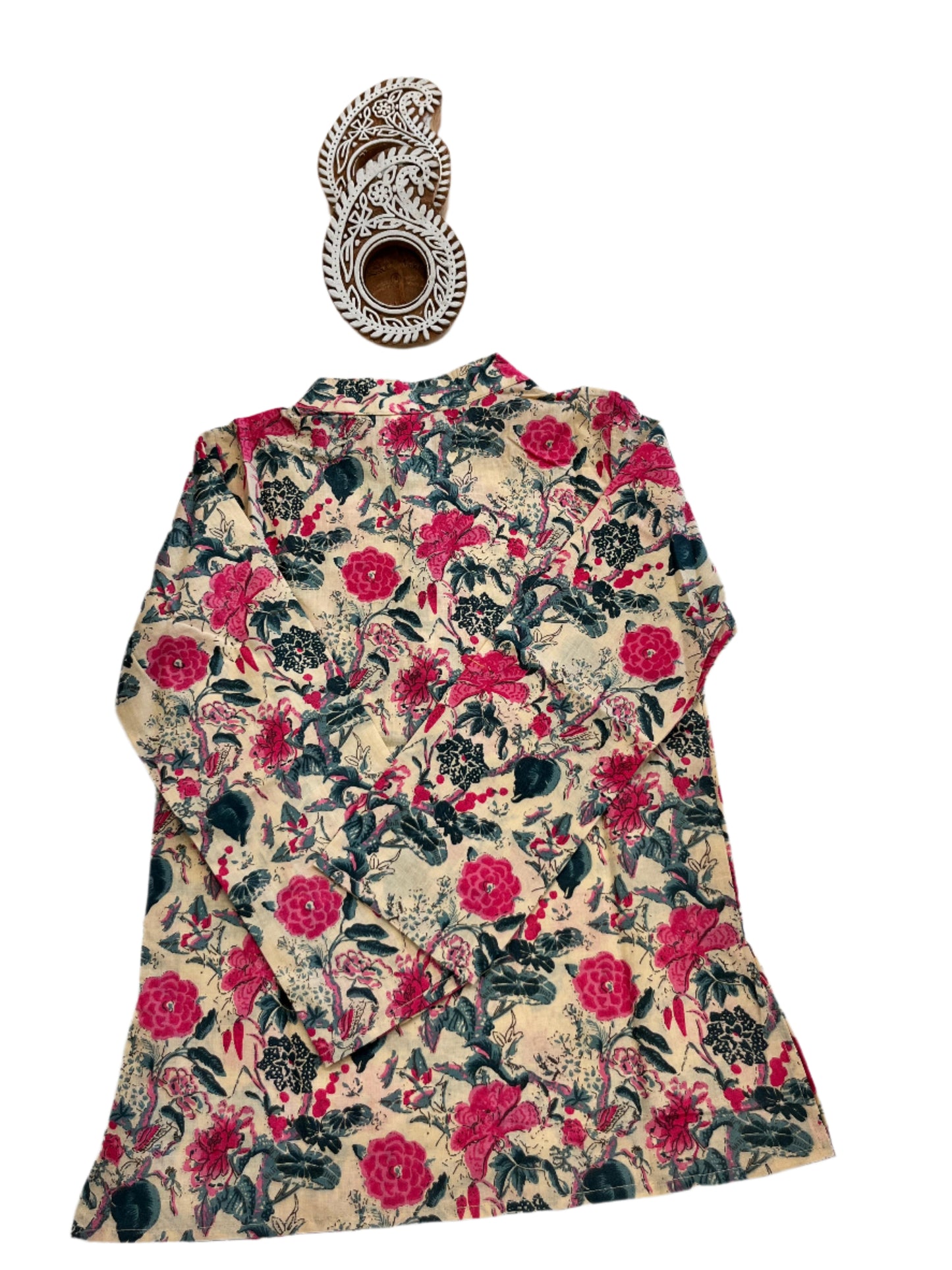 Pink Block Printed Boy's Kurta