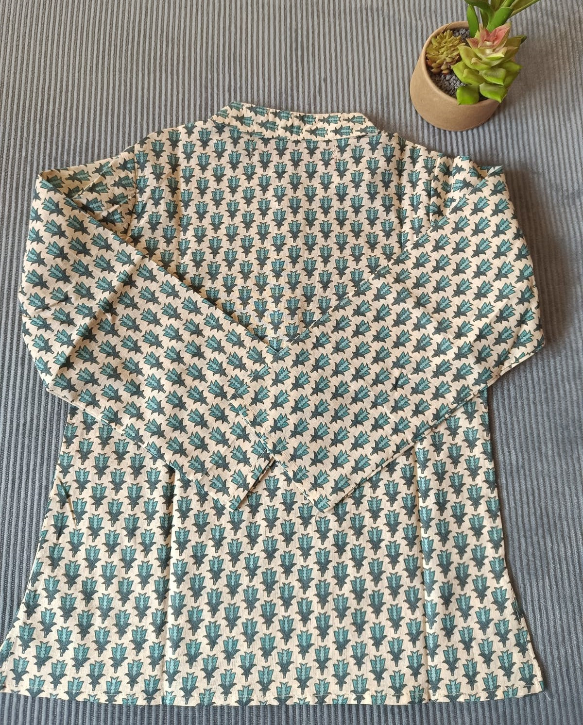 SeaGreen Block Printed Boy's Kurta