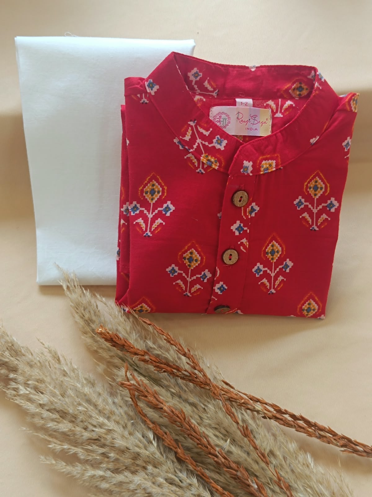 Red Patola Printed Kurta Pyjama Set