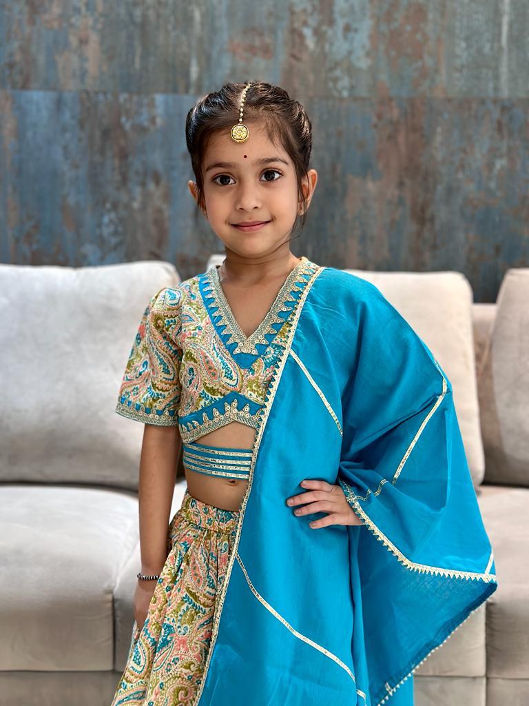 Paisley Printed Blue Coloured Lehenga Choli
