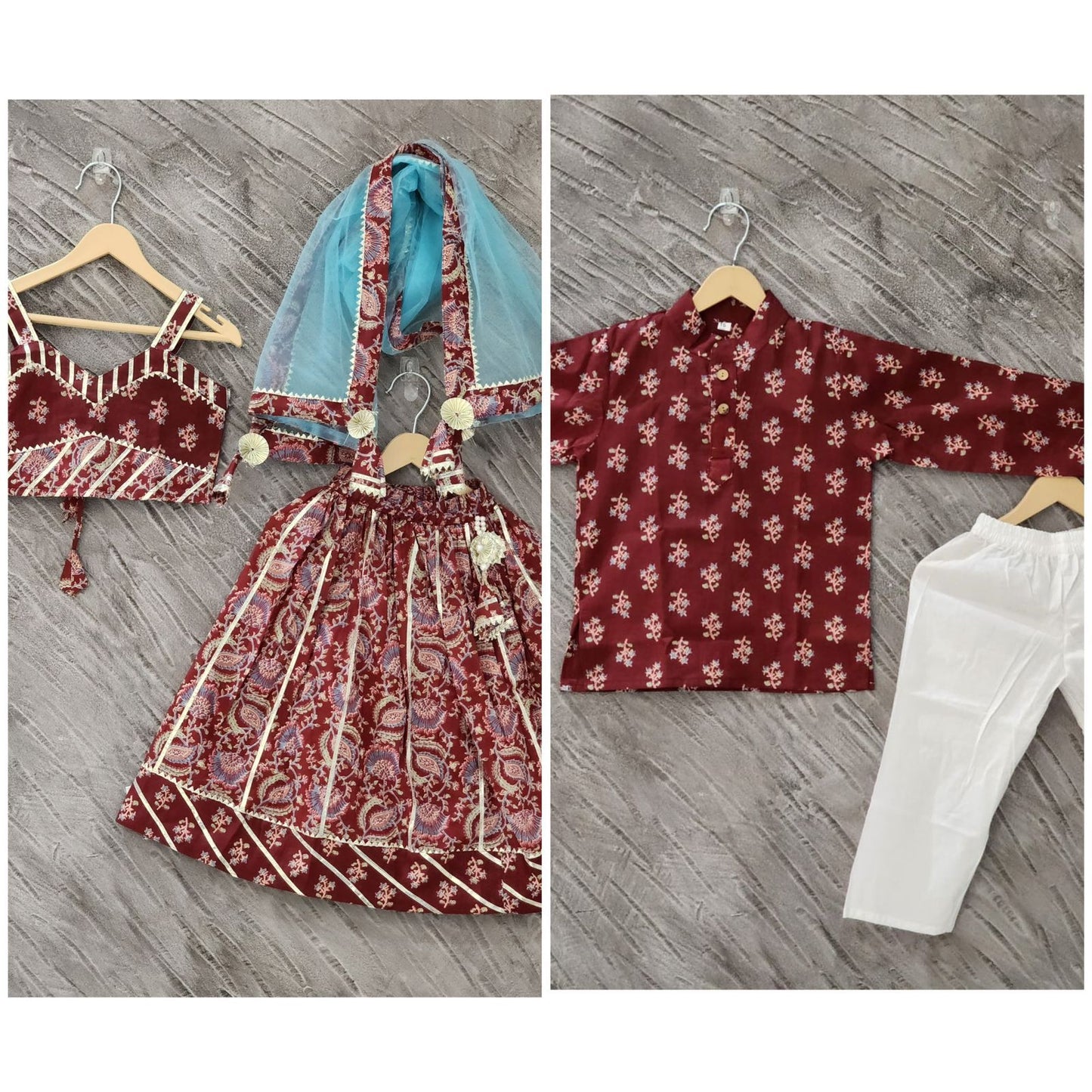 Block Print Maroon Colour lehenga Choli