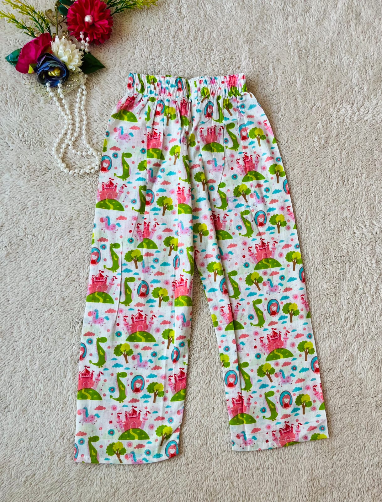 Castle printed Pink color Night Suit