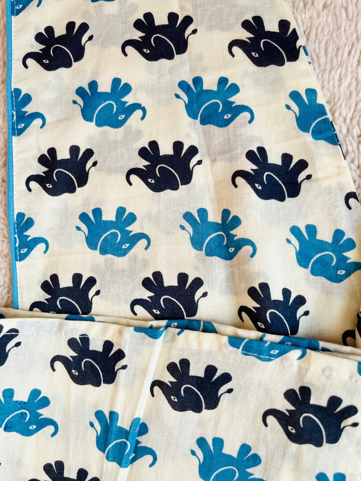 Black & Blue Color Elephant Printed Night suit