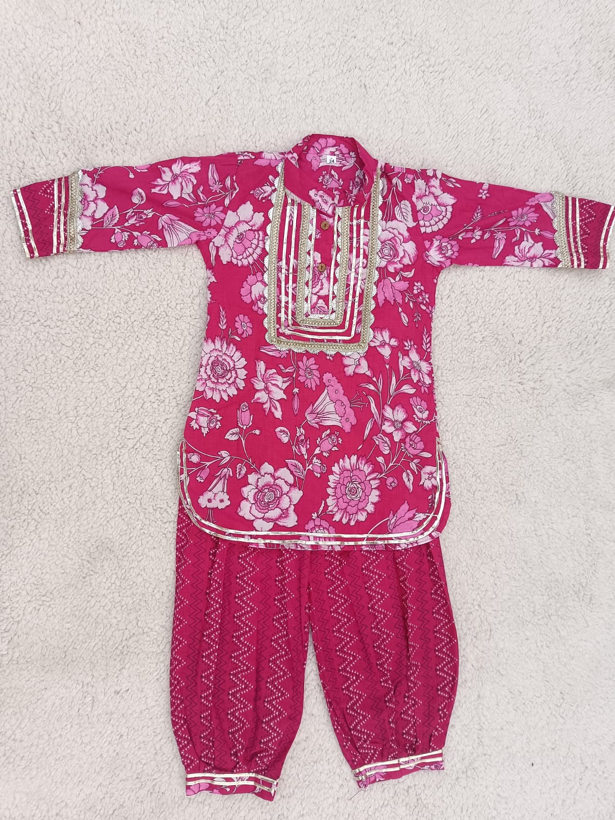 Rani Pink Coloured Afghani Style Suit Set