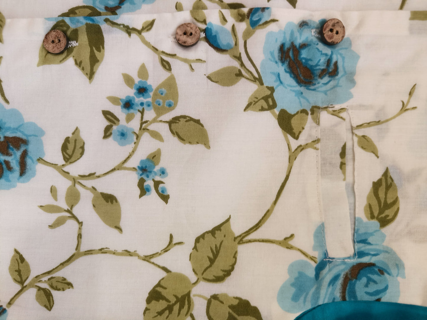 Sky Blue Rose Jacket with Kurta -Pyjama