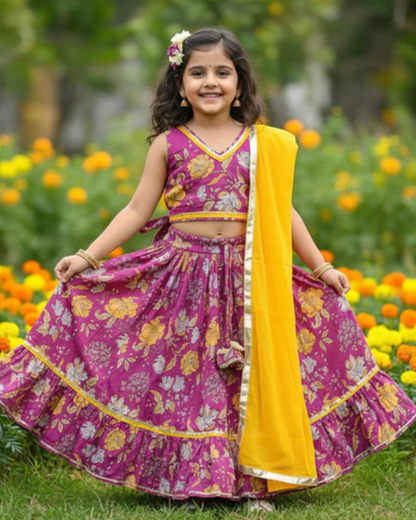 Floral Printed Purple Colour Lehenga Choli