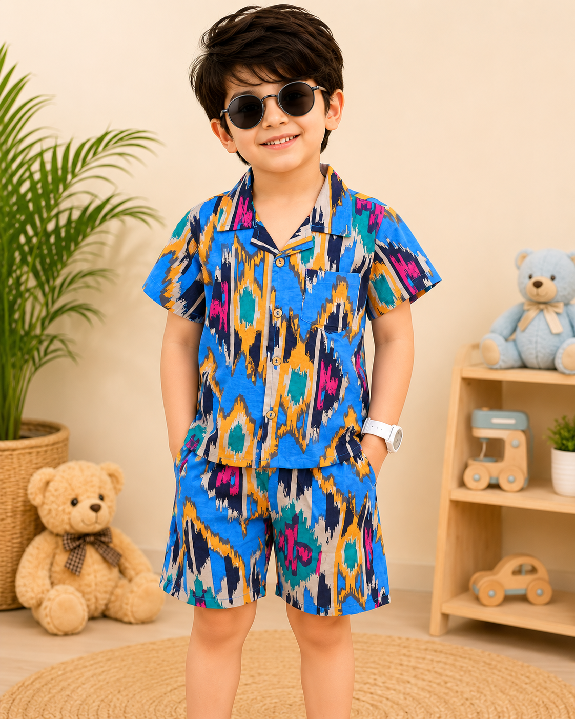 BlueI kkat printed Cord-Set for boys