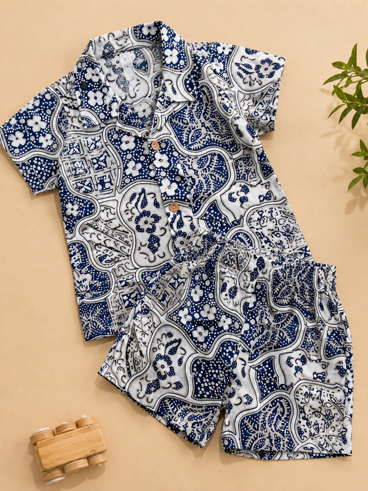 Black Abstract printed Cord-Set  for boys