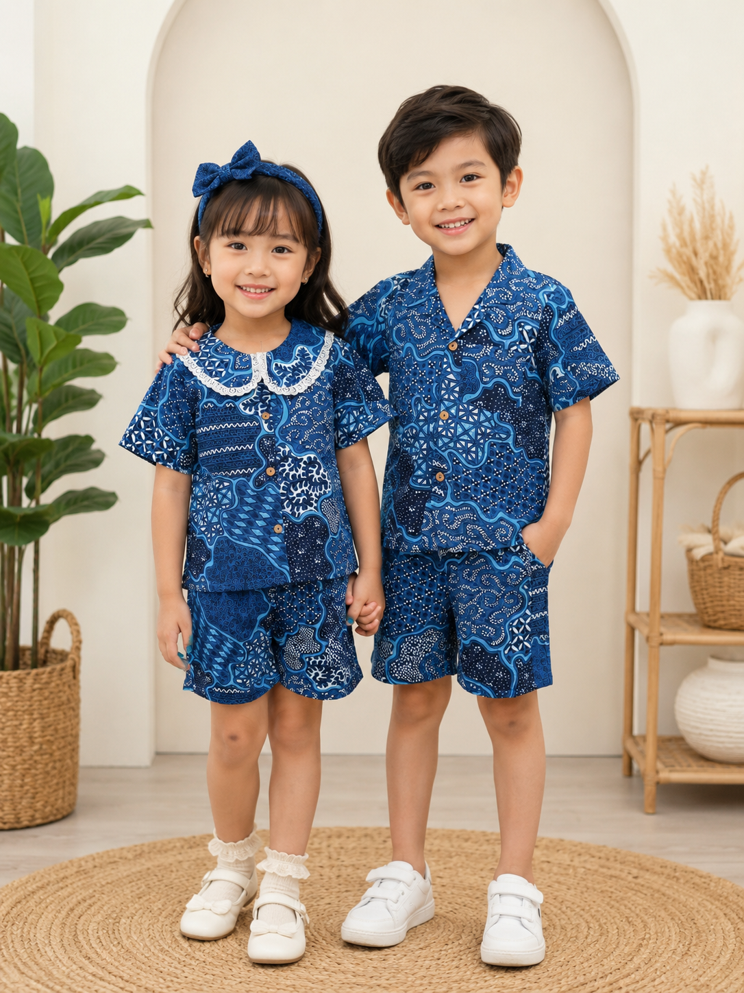Boys' Abstract Print Co-ord Set. Handcrafted Cambric Cotton Half Sleeve Shirt & Shorts Set for Comfortable Casual Wear