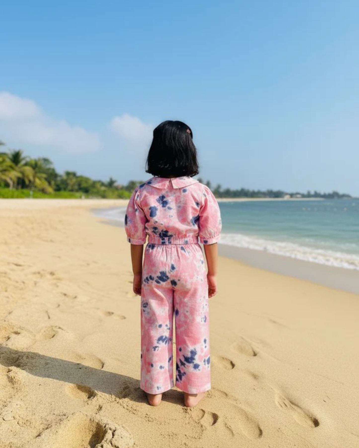 Marble Tie & Dye Print Peach Colour Girls Co-Ords