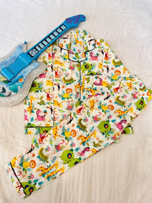 Animals print Multicolor Night Suit