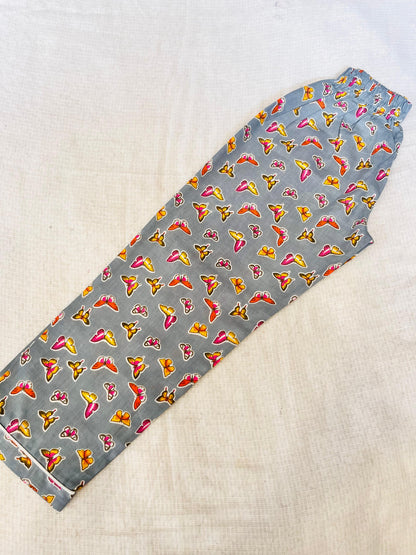 Butterfly Print Grey Colour Night Suit