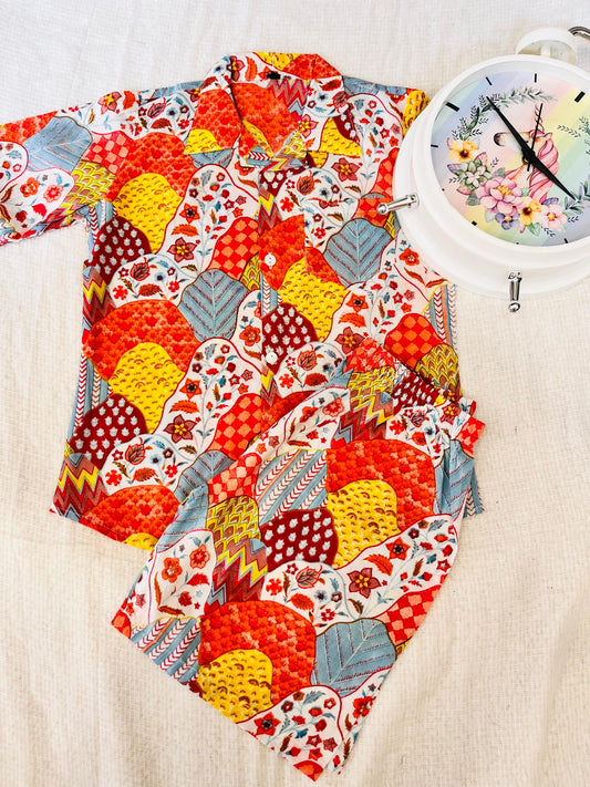 Multicolor Abstract printed Cord-Set for Boys