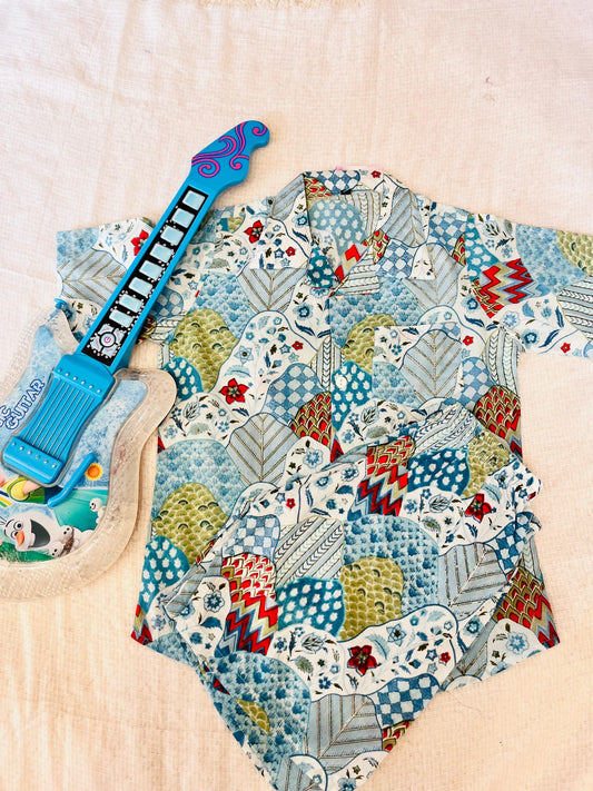 Grey Abstract printed Cord-Set  for Boys