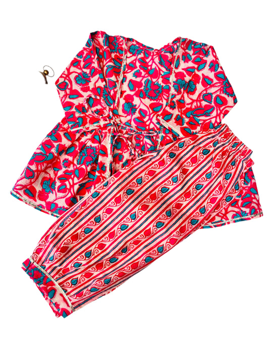 Pink Floral Printed 3 Piece Co-Ords For Girls
