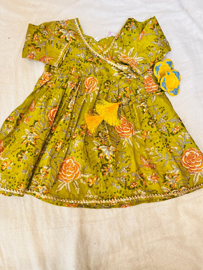 Heena Green Colour Floral Printed Girls Flare Suit Set