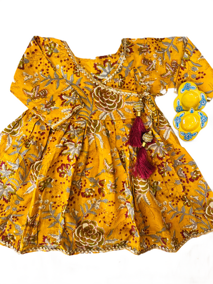 Heena Green Colour Floral Printed Girls Flare Suit Set