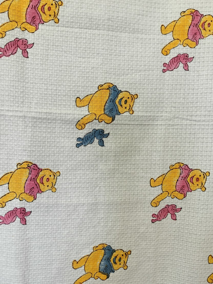 Winnie Pooh Print White Cotton Bath Towel
