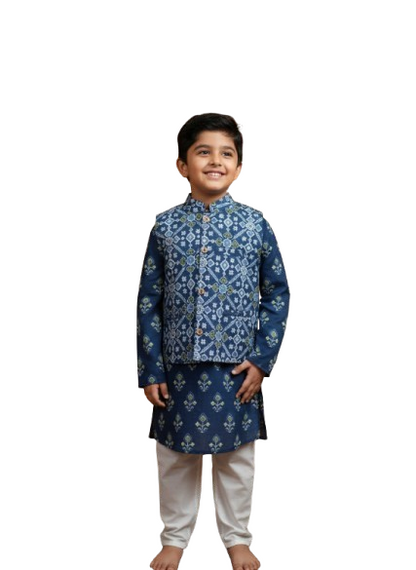 Patola Print Jacket with Kurta -Pyjama