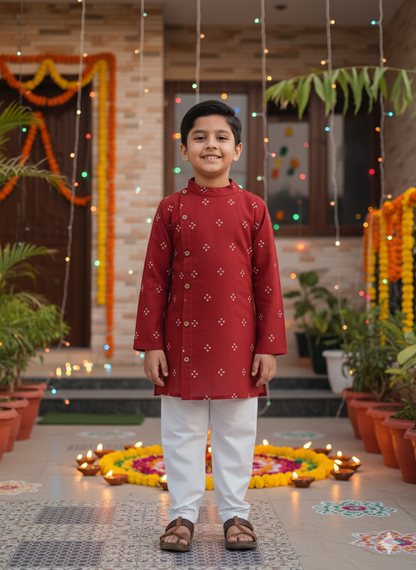 Red Bandhej Kurta -Pyjama set
