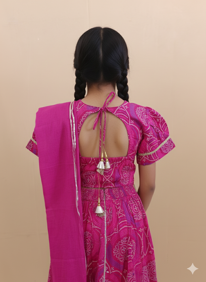 Pink Bandhaj Lehenga Choli set