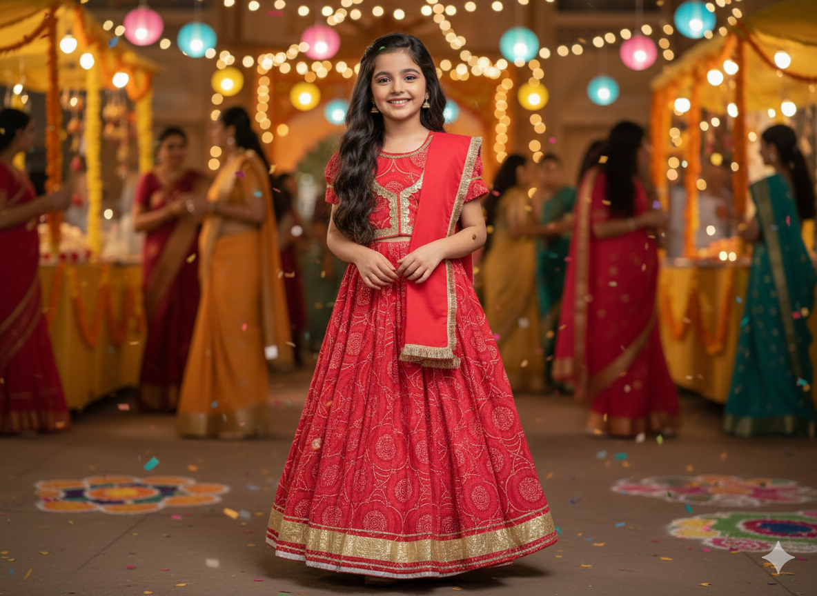 Ethnic Bandhaj Lehenga Choli set