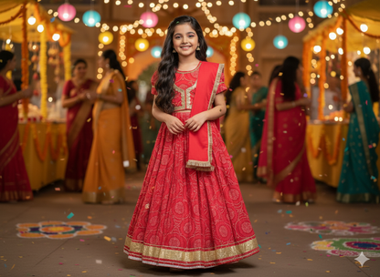 Ethnic Bandhaj Lehenga Choli set