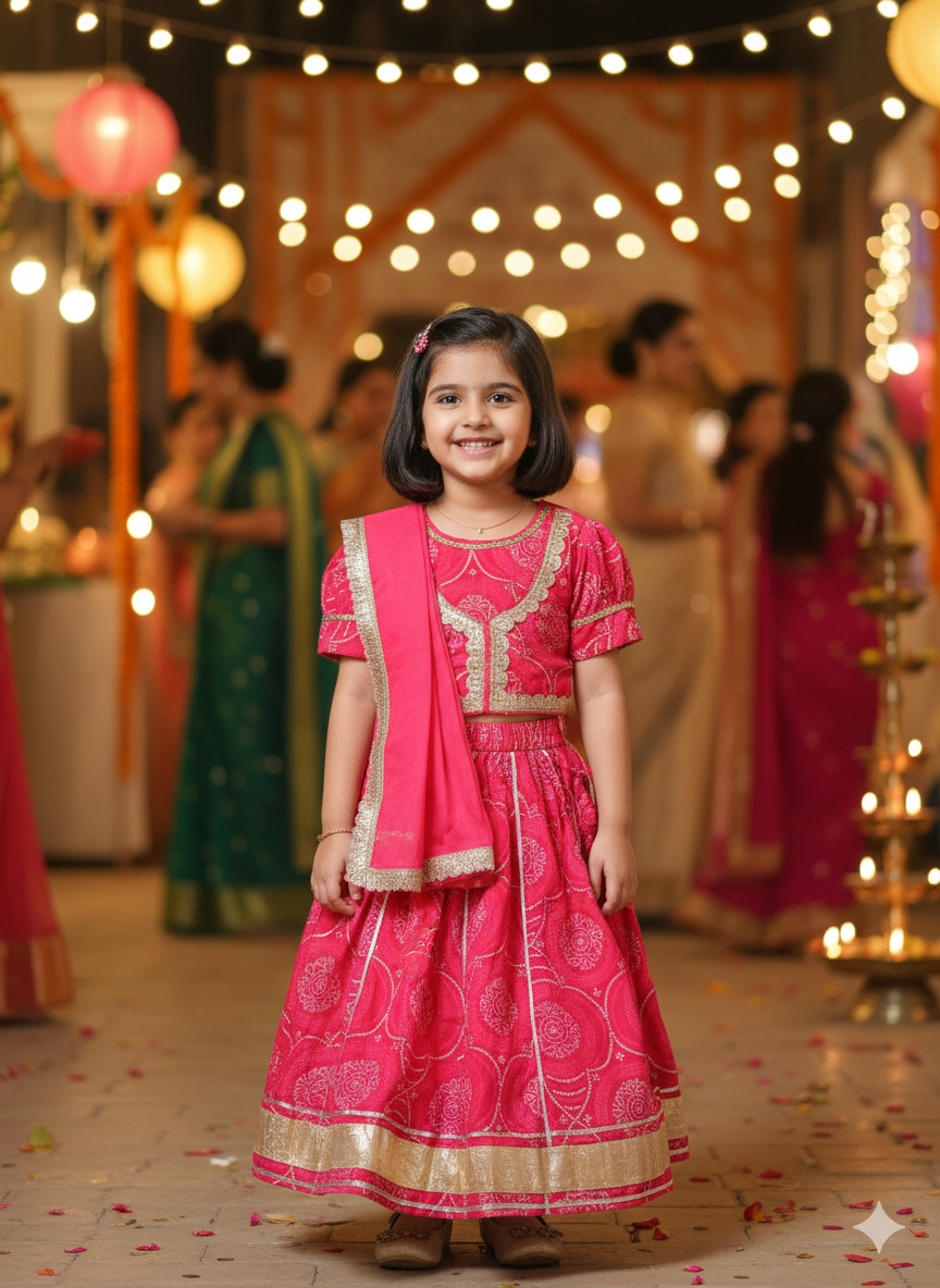 Red Bandhaj Lehenga Choli set