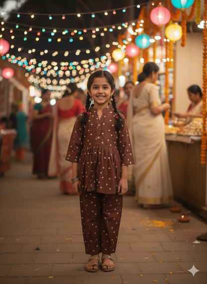 Gathered polka dot printed top with front button opening