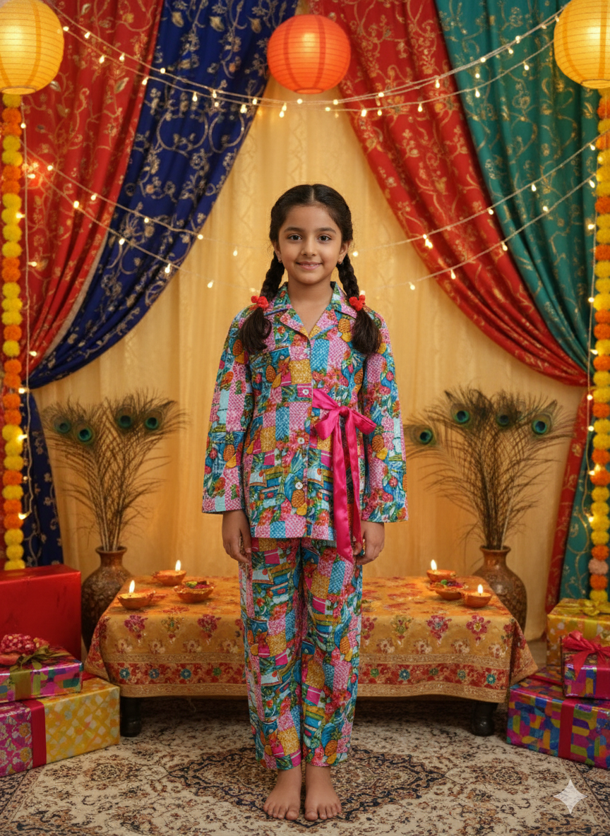 Fruit Print Pink colour Girls Co-Ord Set