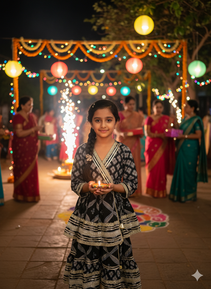 Jaal Butta Print Dark Blue Coloured Anarkali Suit with Sharara