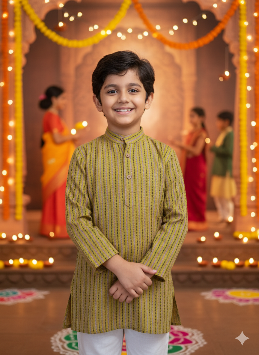 Mustard Fulwari Jacket with Kurta-Pyjama