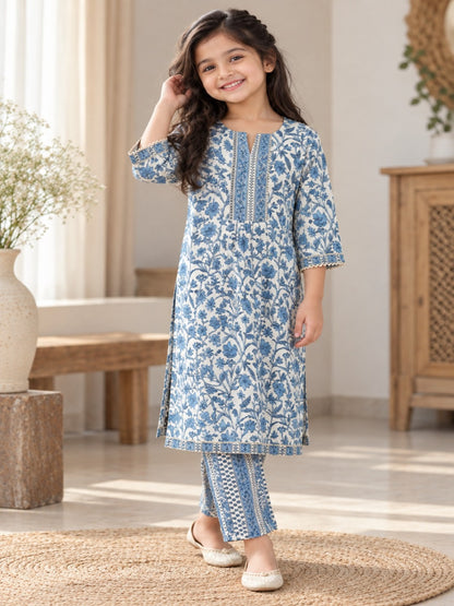 Royal Blue Floral Printed Nyra Cut suit with Sant