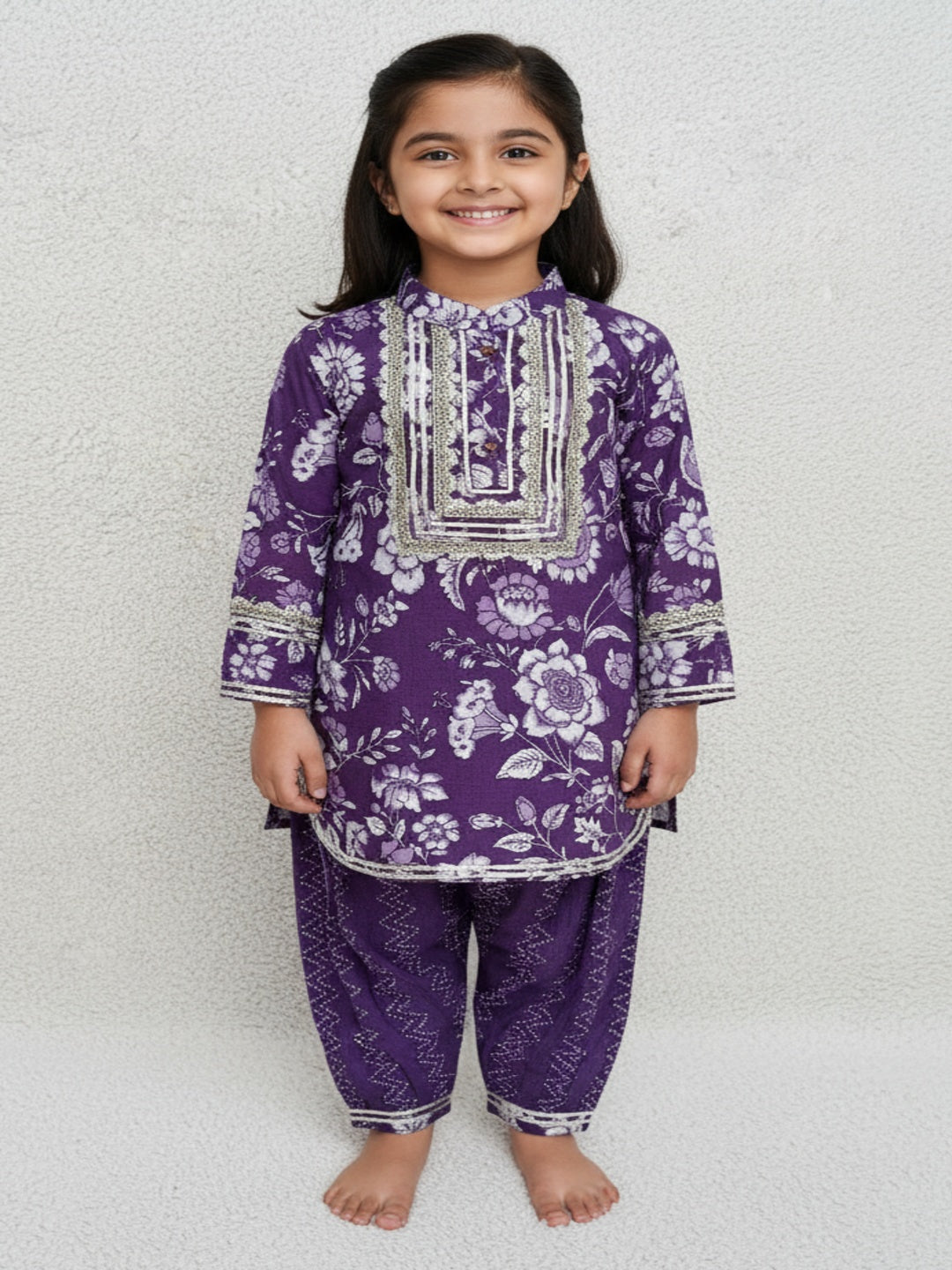 Purple Coloured Afghani Style Suit Set